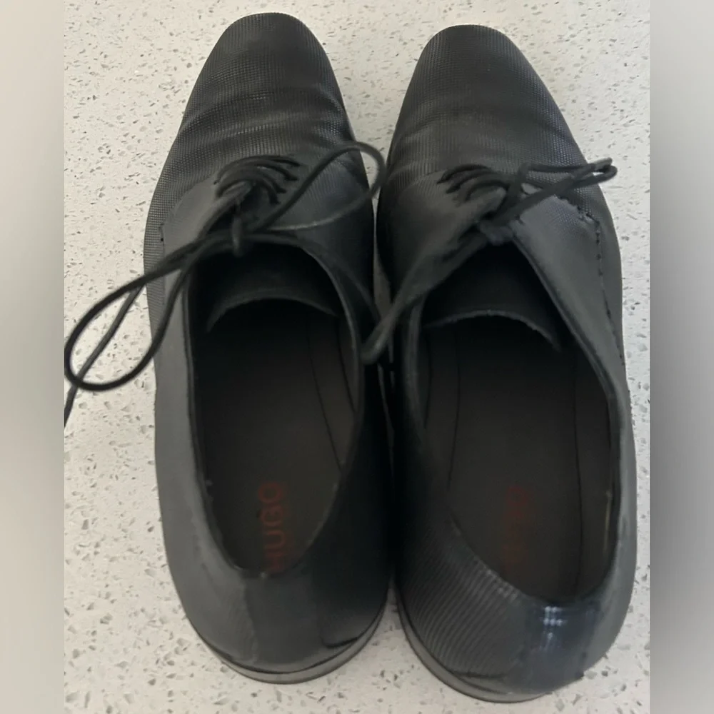 Hugo by Hugo Boss Classic Black Men's textured leather Hureb  Dress Shoes size 8